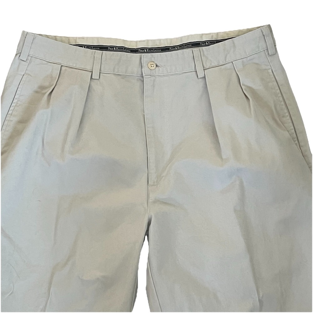 VTG Polo Ralph Lauren Andrew Pant Men's Sz 38x32 Khaki High Waist Pleated Chino